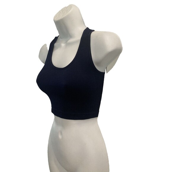 AVETO Juniors' Racerback Tank Top Size Small Cropped Navy Blue Ribbed NWOT - Picture 3 of 8